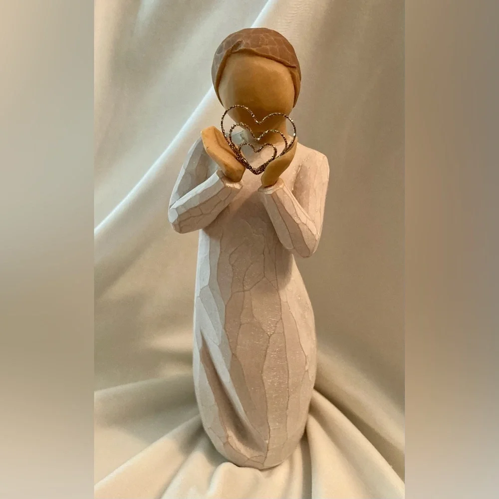 Willow Tree Lots of Love Figurine with Triple Silver Heart Size 5.25”